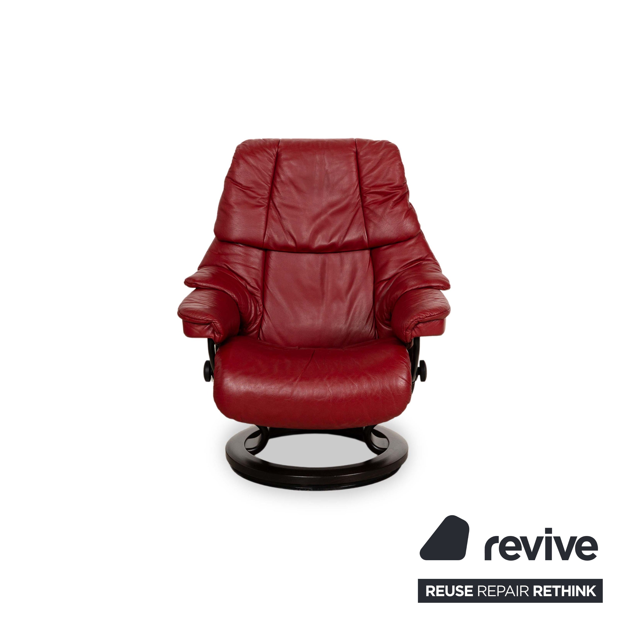 Fauteuil en cuir Stressless Reno Rouge fonction manuelle avec tabouret