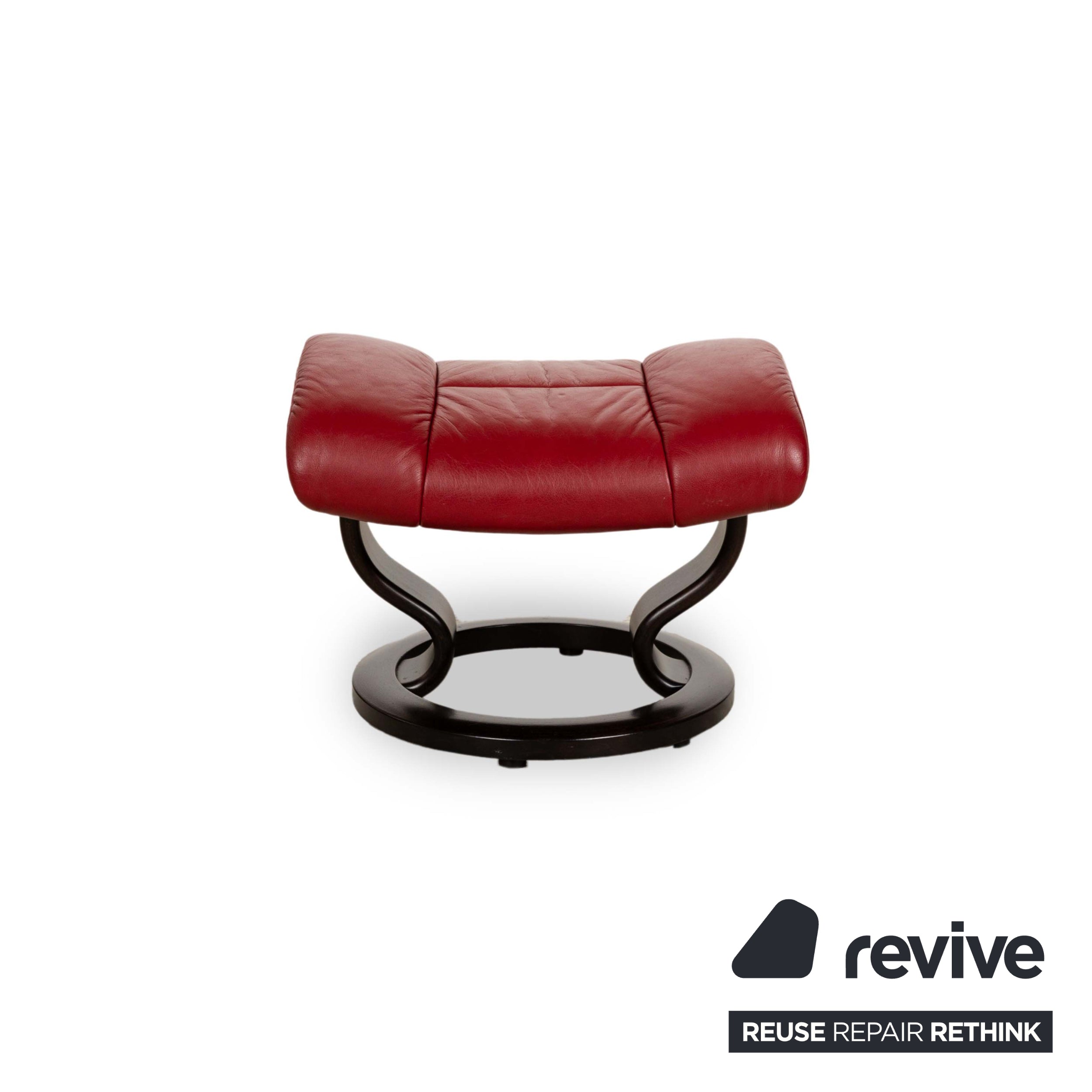 Fauteuil en cuir Stressless Reno Rouge fonction manuelle avec tabouret