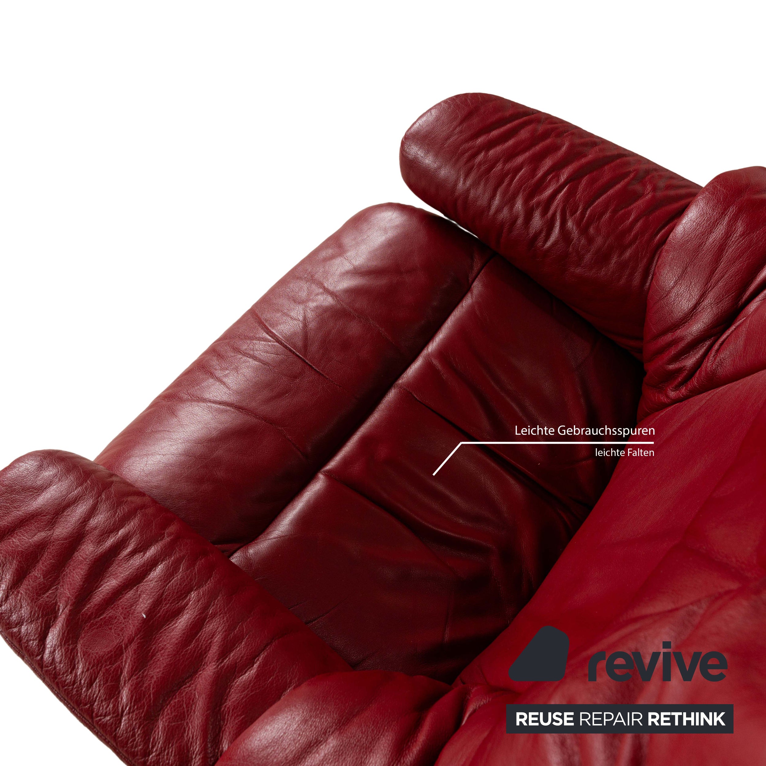 Fauteuil en cuir Stressless Reno Rouge fonction manuelle avec tabouret
