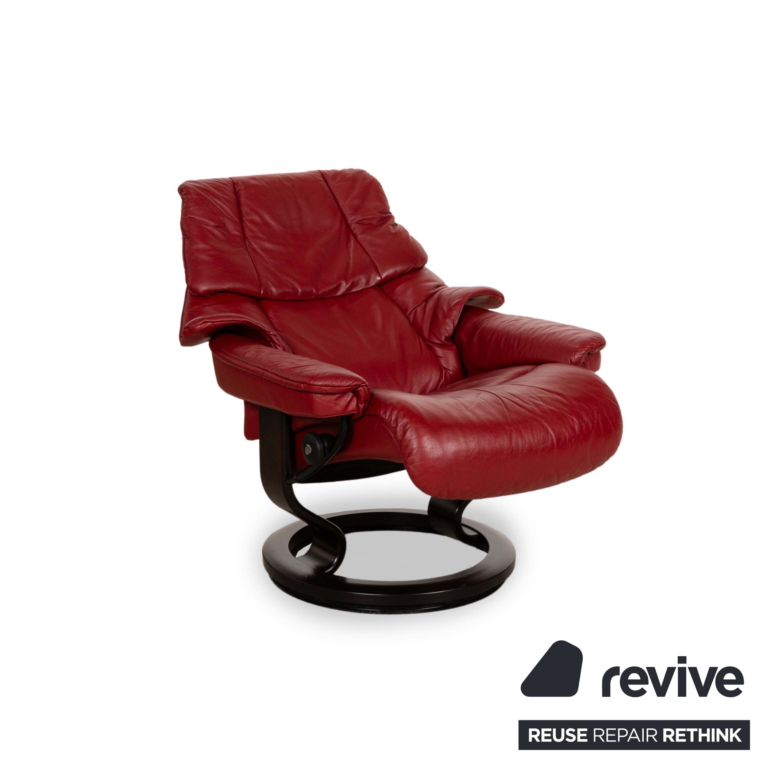 Fauteuil en cuir Stressless Reno Rouge fonction manuelle avec tabouret