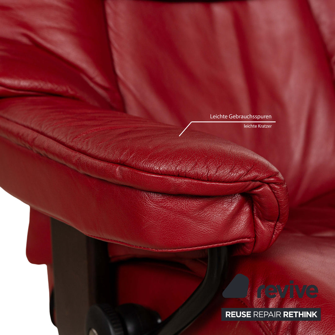 Stressless Reno Leder Sessel Rot manuelle Funktion inkl. Hocker