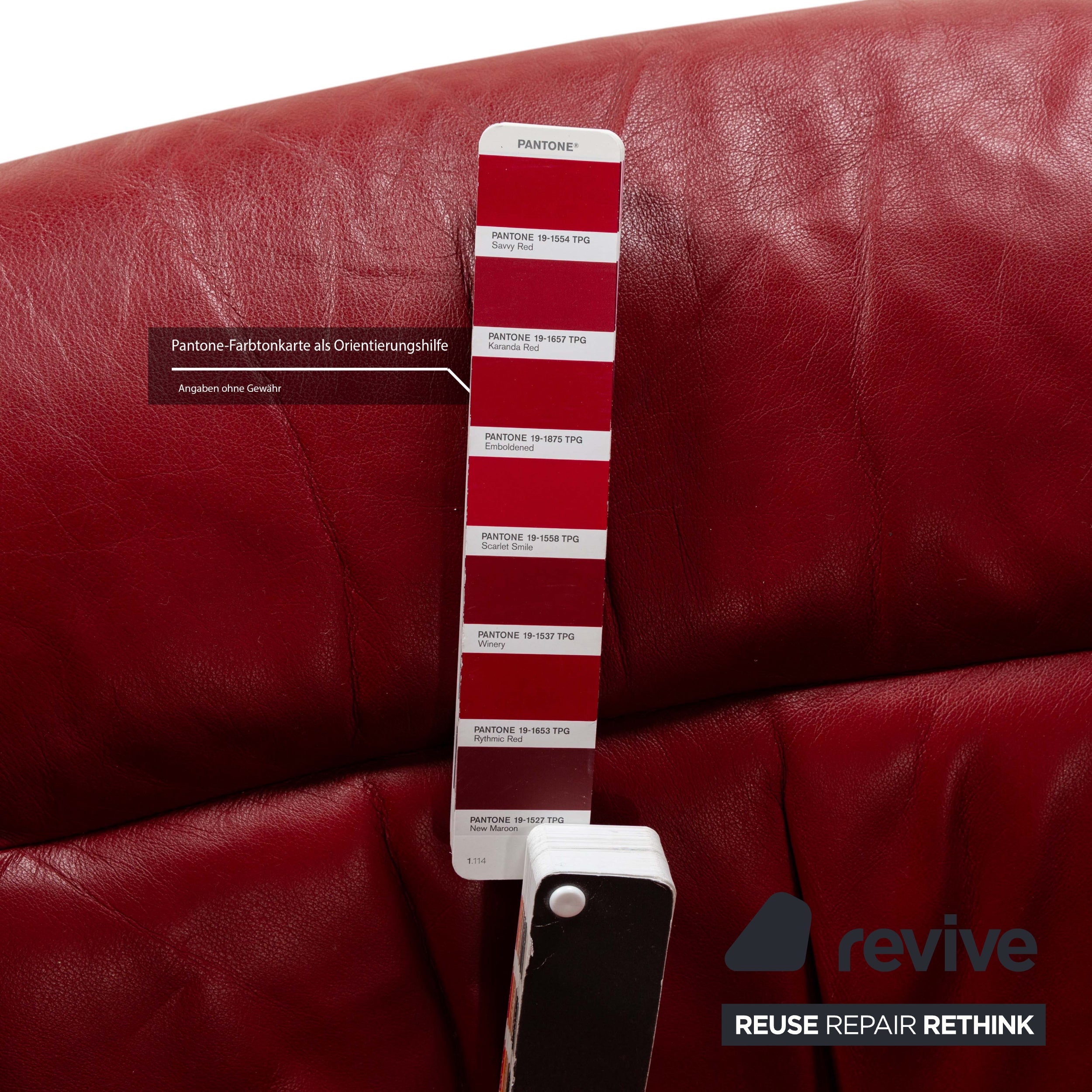 Fauteuil en cuir Stressless Reno Rouge fonction manuelle avec tabouret