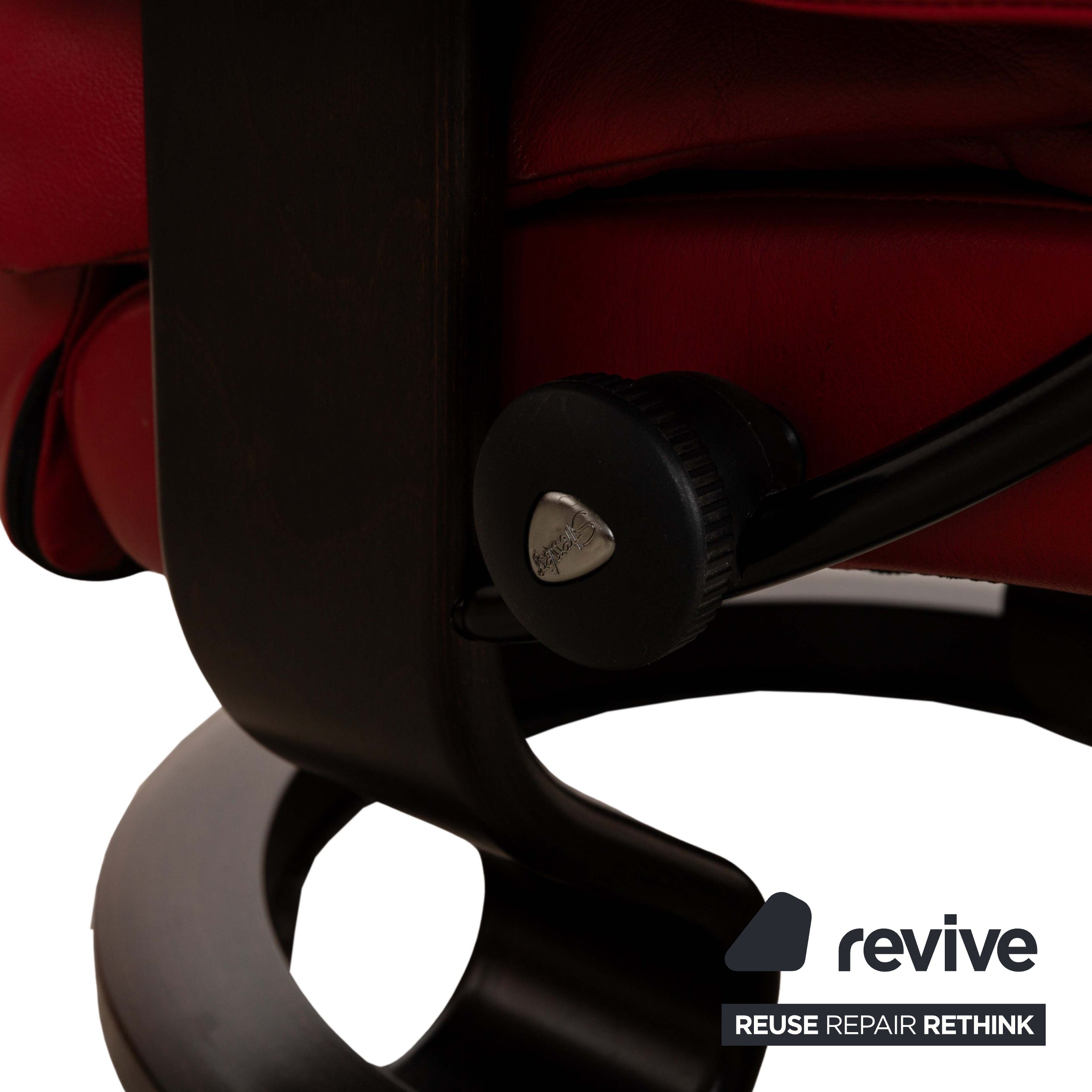 Fauteuil en cuir Stressless Reno Rouge fonction manuelle avec tabouret