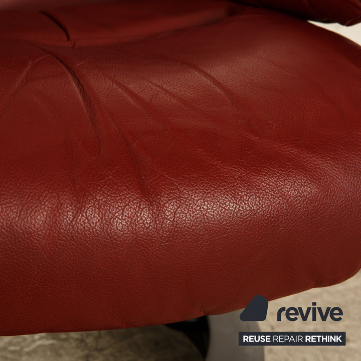 Stressless Reno leather armchair red manual function incl. stool