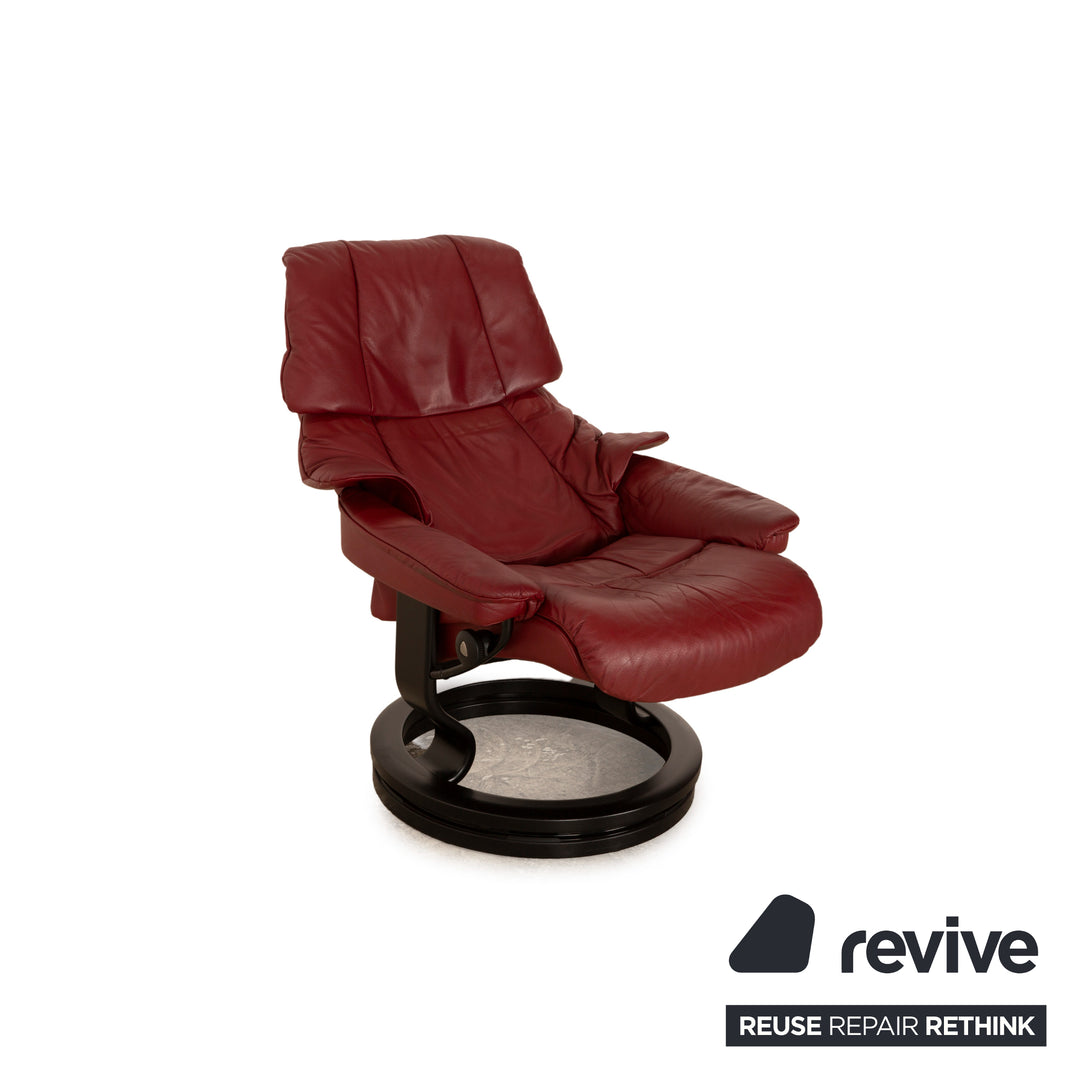 Stressless Reno leather armchair red manual function incl. stool