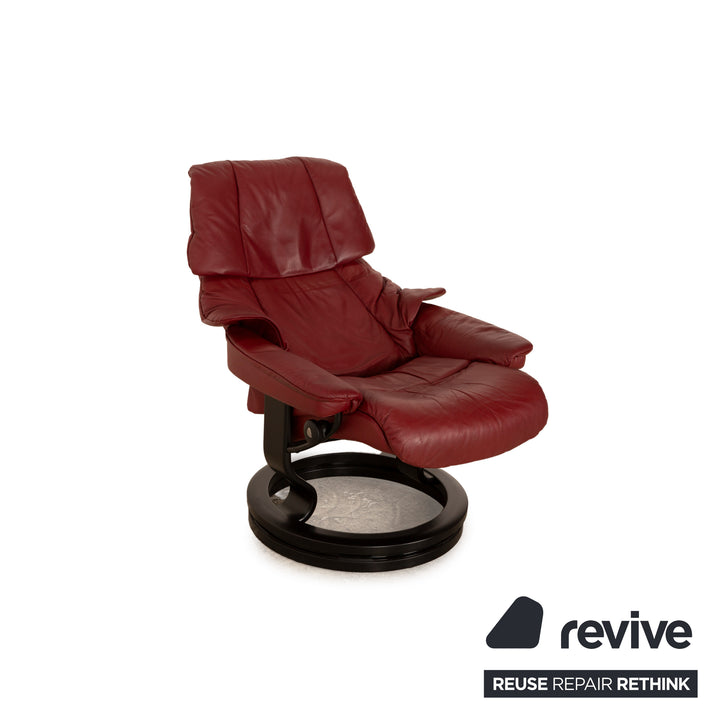 Stressless Reno Leder Sessel Rot manuelle Funktion inkl. Hocker