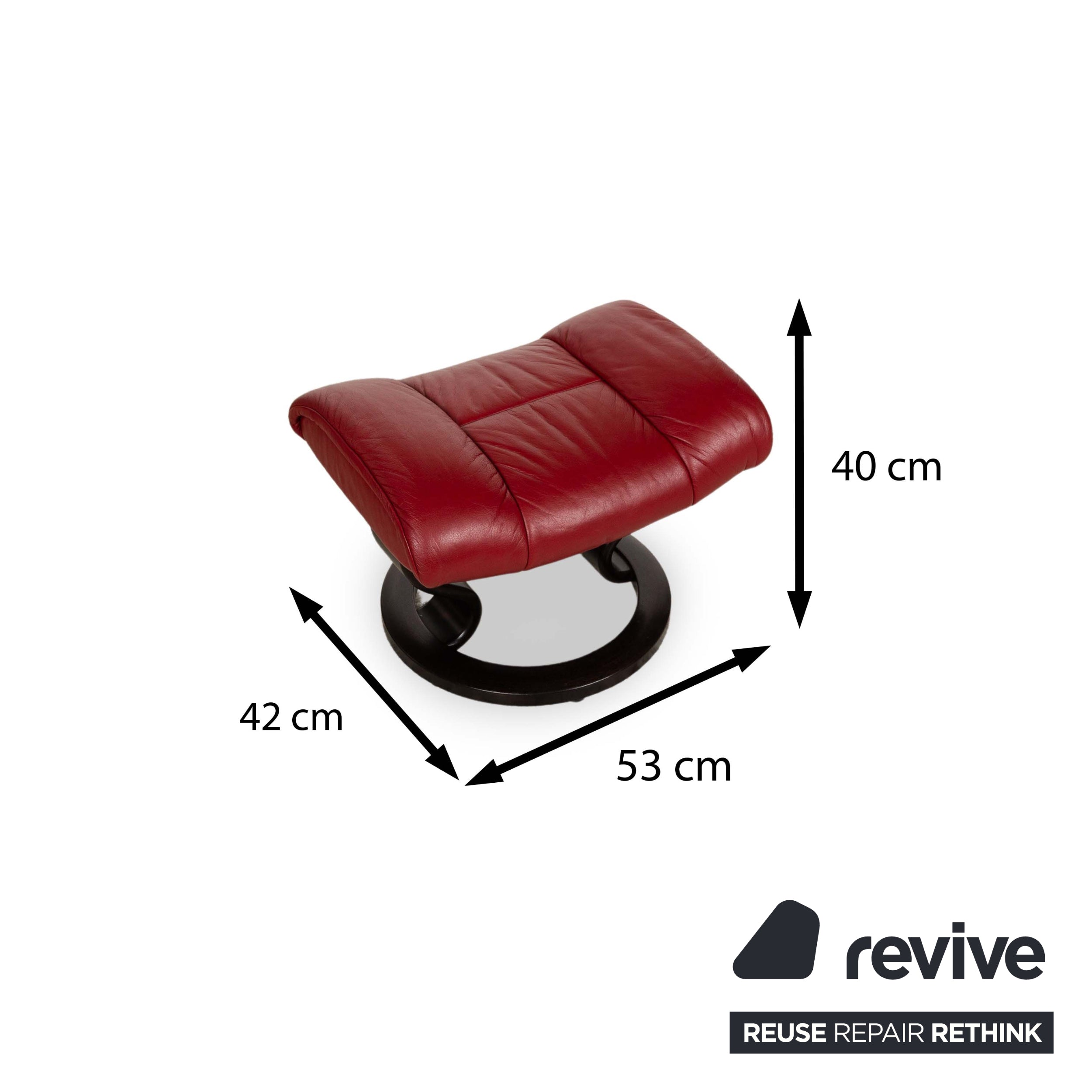 Fauteuil en cuir Stressless Reno Rouge fonction manuelle avec tabouret