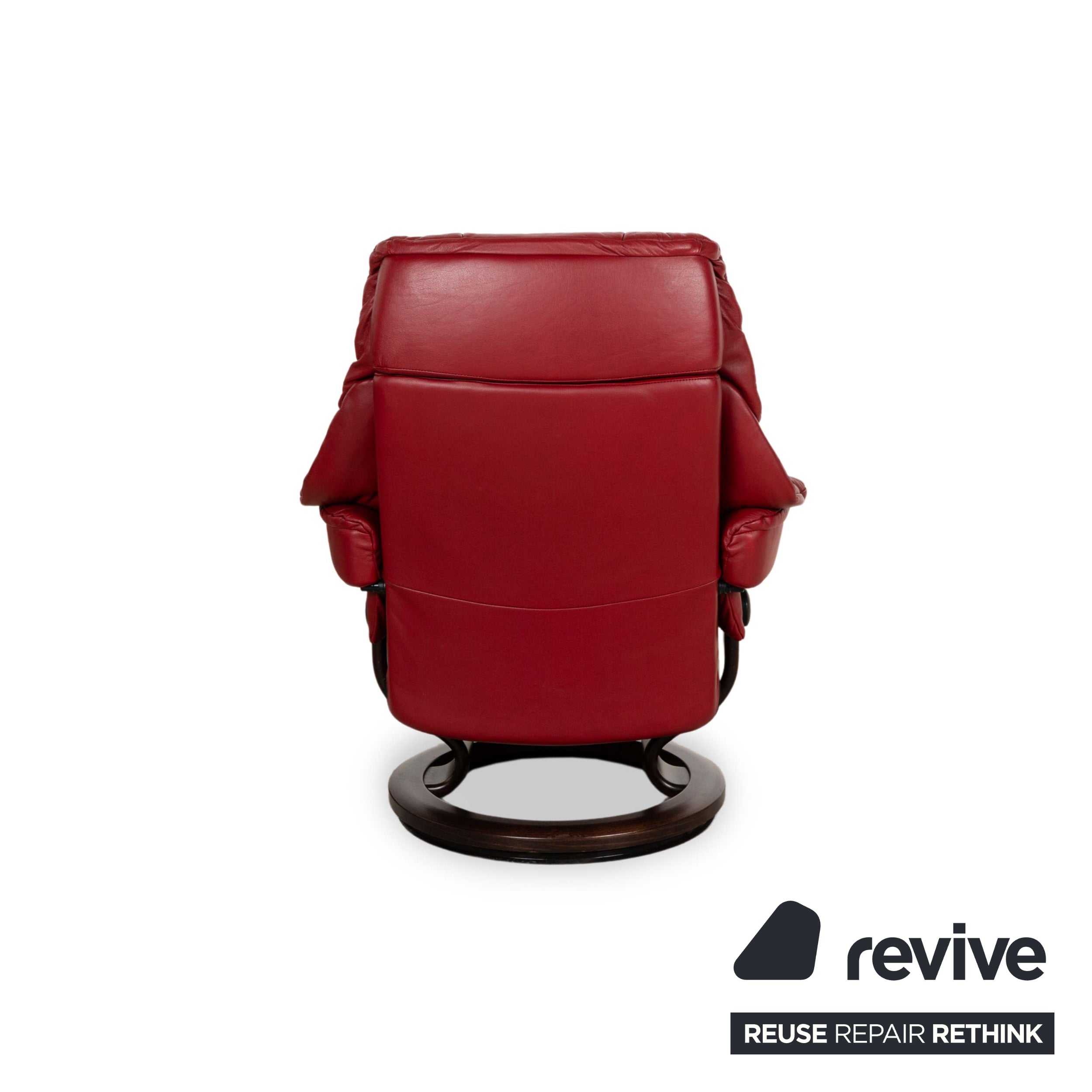 Fauteuil en cuir Stressless Reno Rouge fonction manuelle avec tabouret