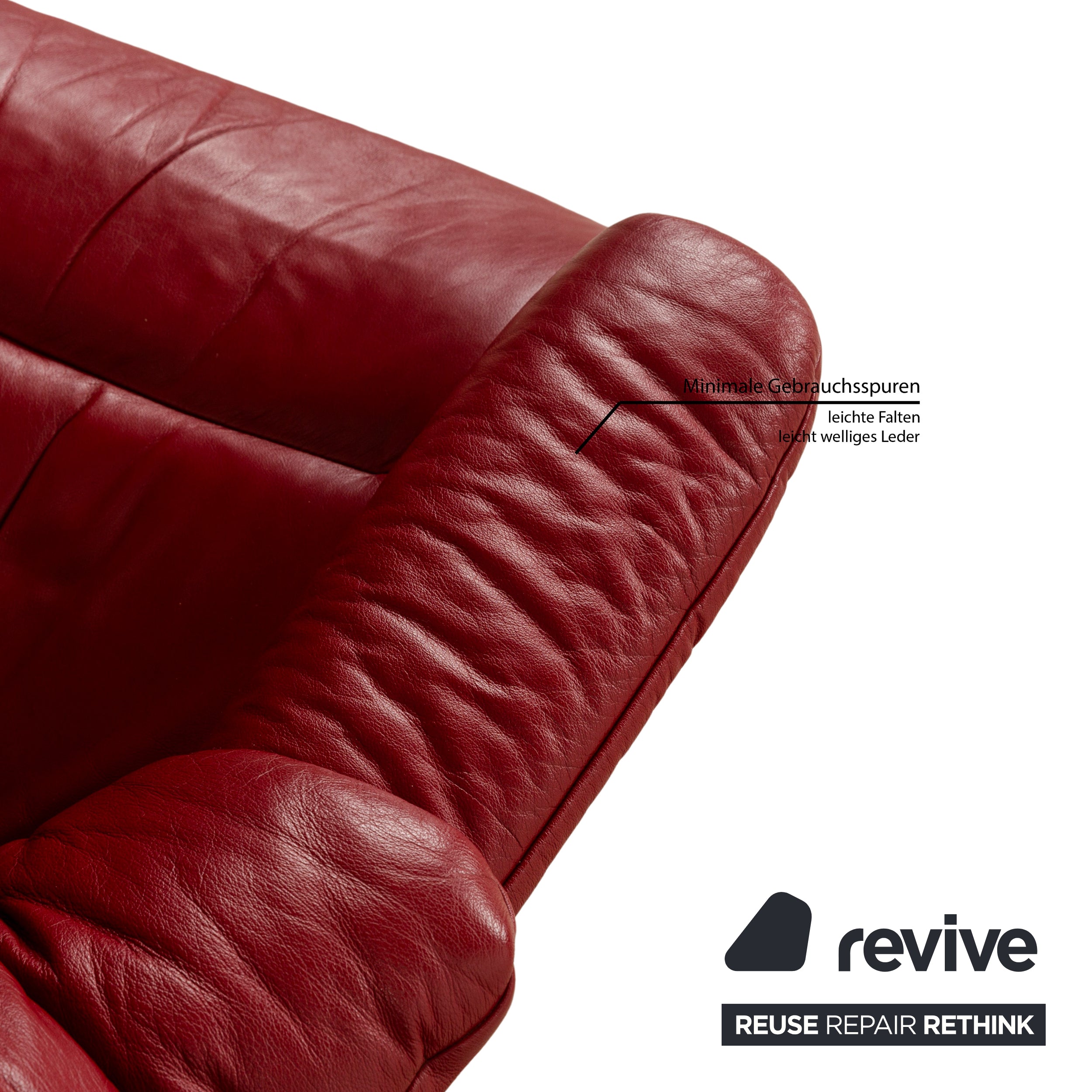 Fauteuil en cuir Stressless Reno Rouge fonction manuelle avec tabouret