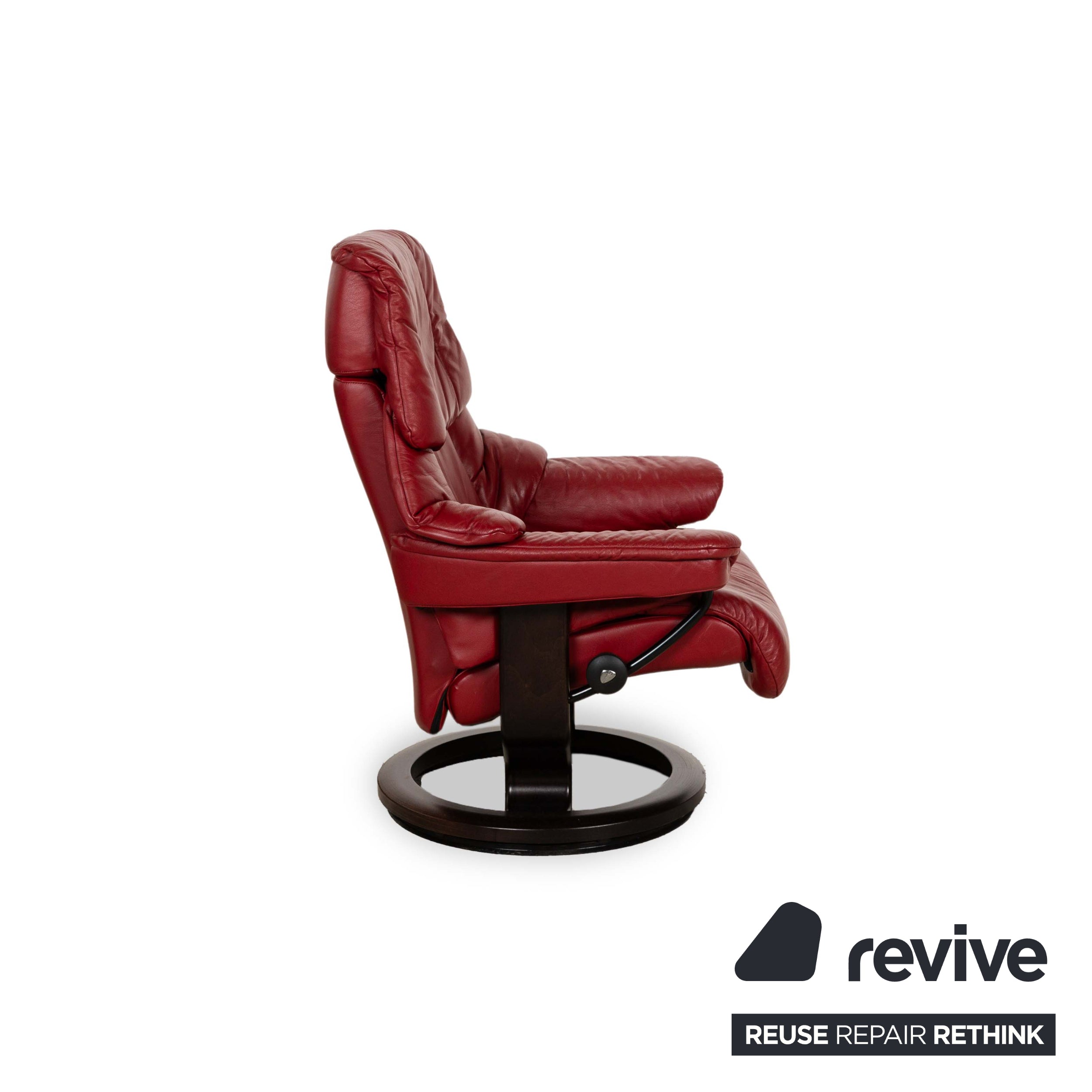 Fauteuil en cuir Stressless Reno Rouge fonction manuelle avec tabouret