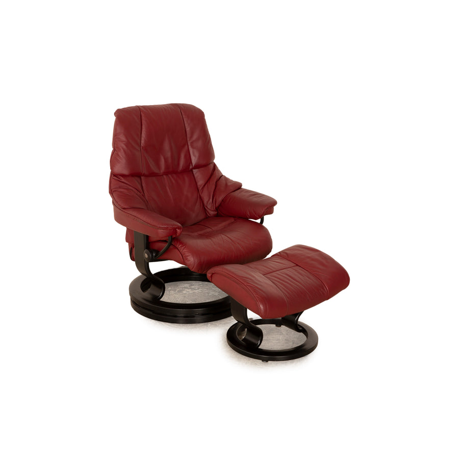 Stressless Reno Leder Sessel Rot manuelle Funktion inkl. Hocker