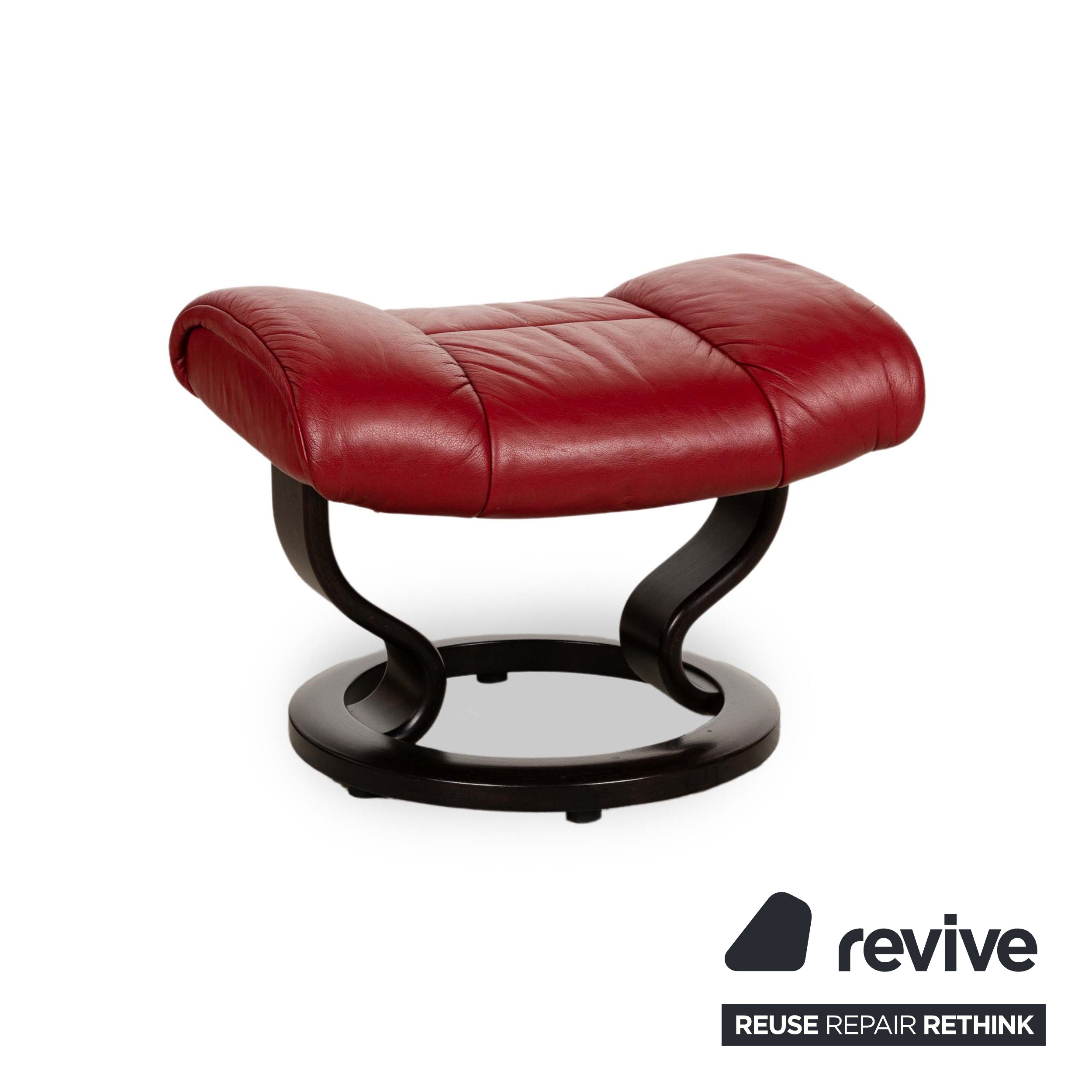 Fauteuil en cuir Stressless Reno Rouge fonction manuelle avec tabouret