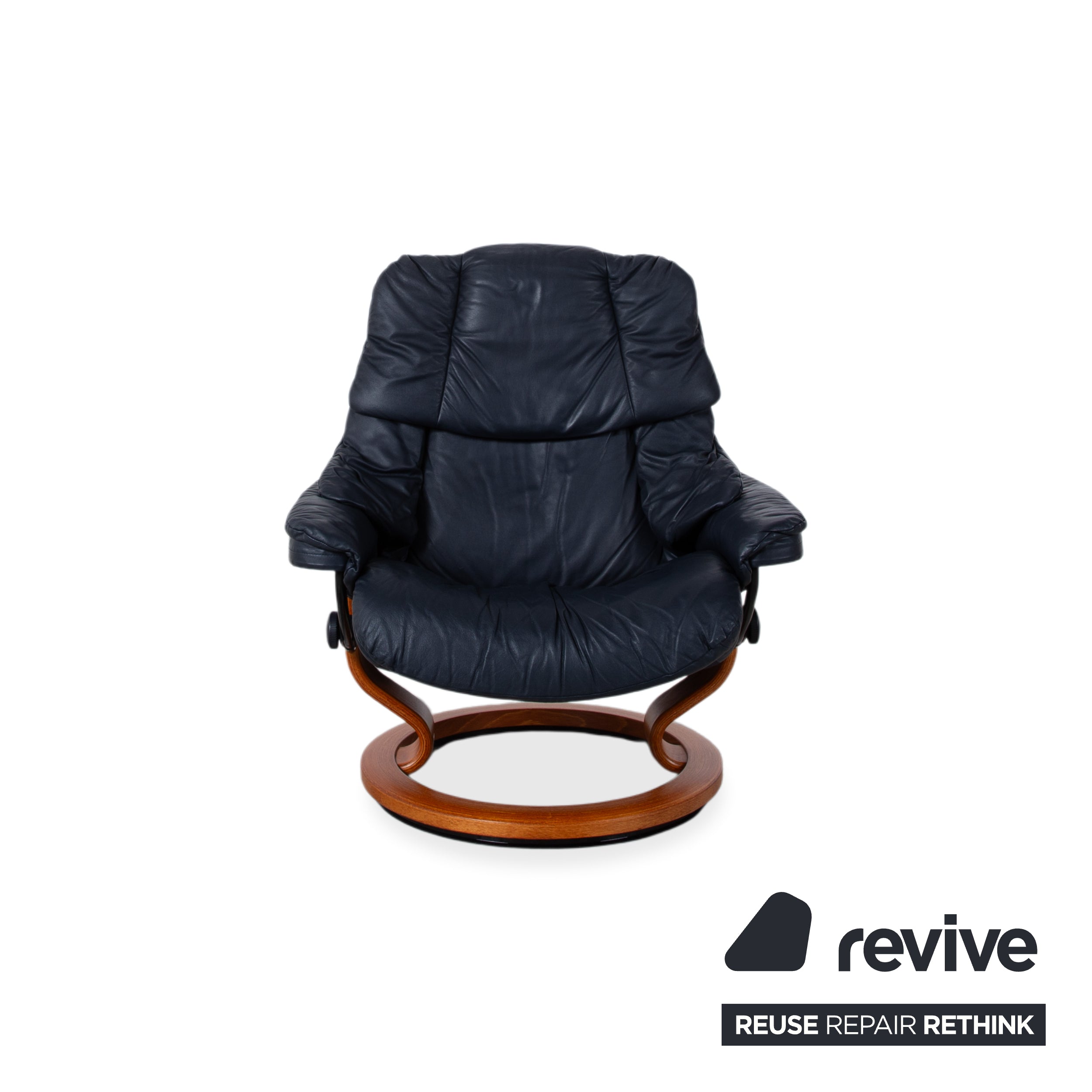 Stressless Reno Leather Armchair Black incl. Ottoman Manual Function Size L