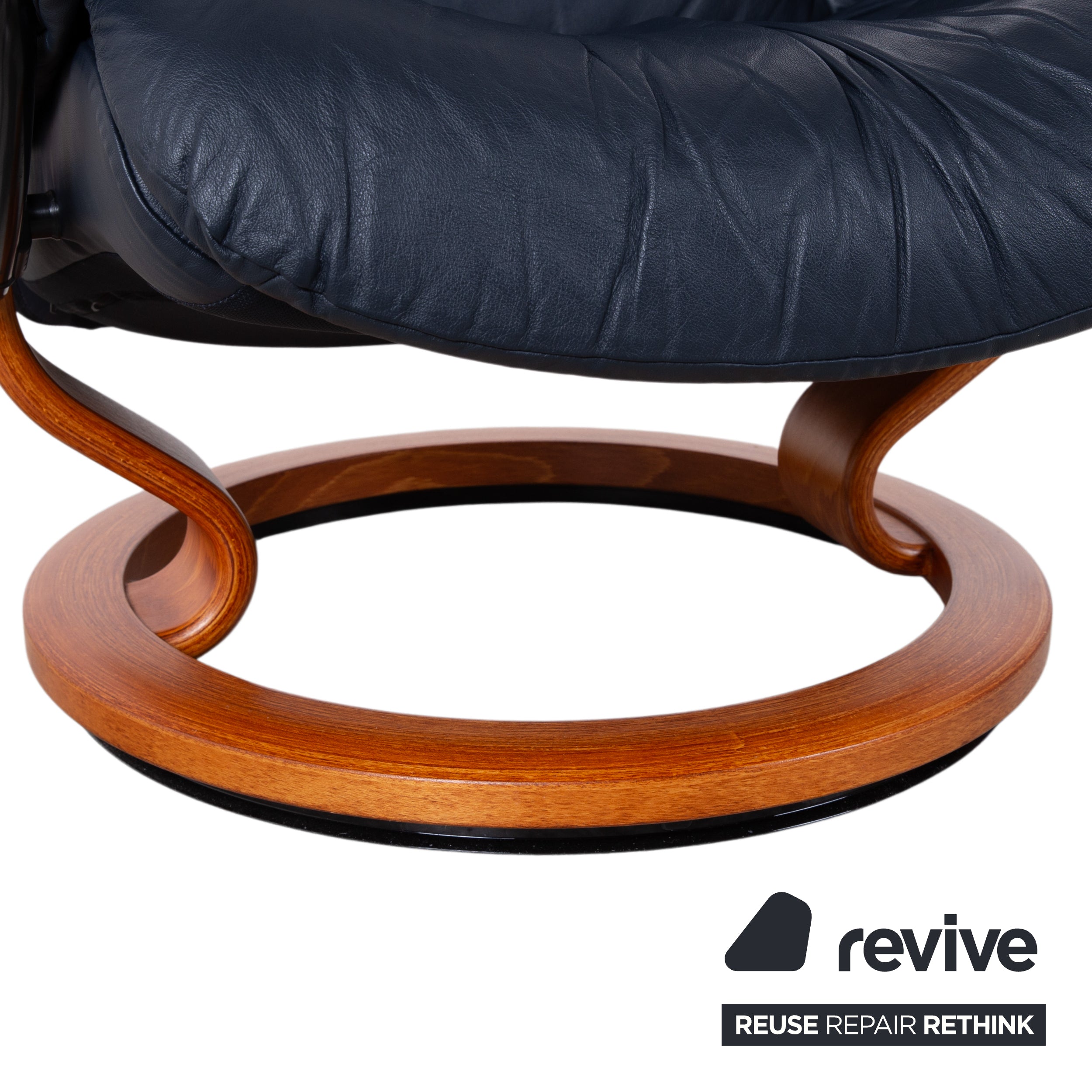 Stressless Reno Leather Armchair Black incl. Ottoman Manual Function Size L