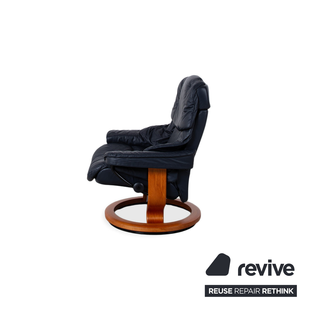 Stressless Reno Leder Sessel Schwar inkl. Hocker manuelle Funktion Größe L
