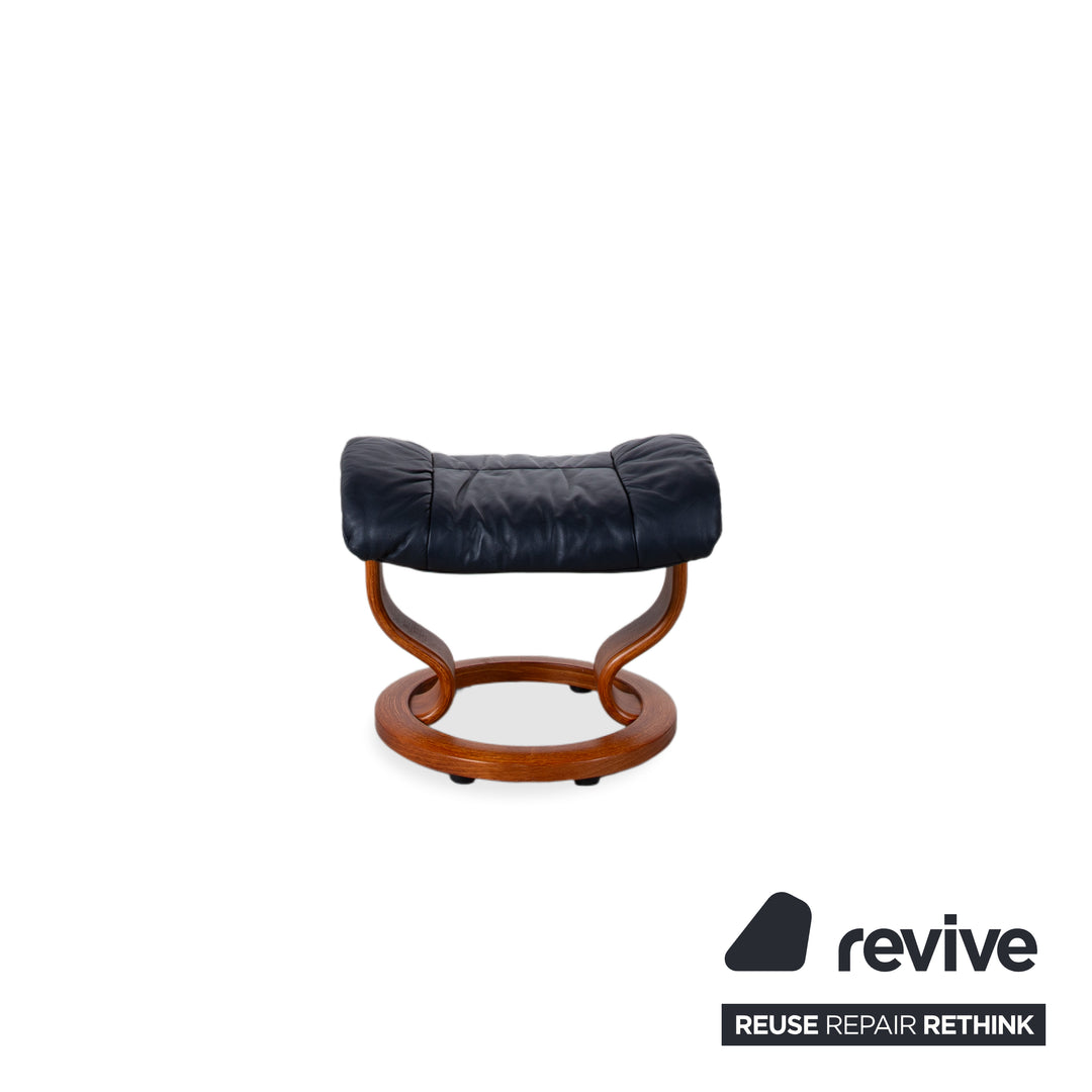Stressless Reno Leder Sessel Schwar inkl. Hocker manuelle Funktion Größe L