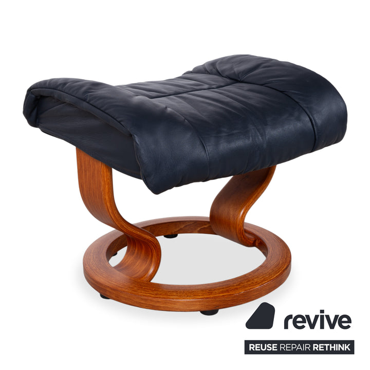 Stressless Reno Leder Sessel Schwar inkl. Hocker manuelle Funktion Größe L