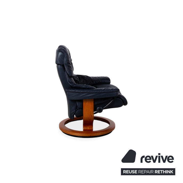 Stressless Reno Leder Sessel Schwar inkl. Hocker manuelle Funktion Größe L