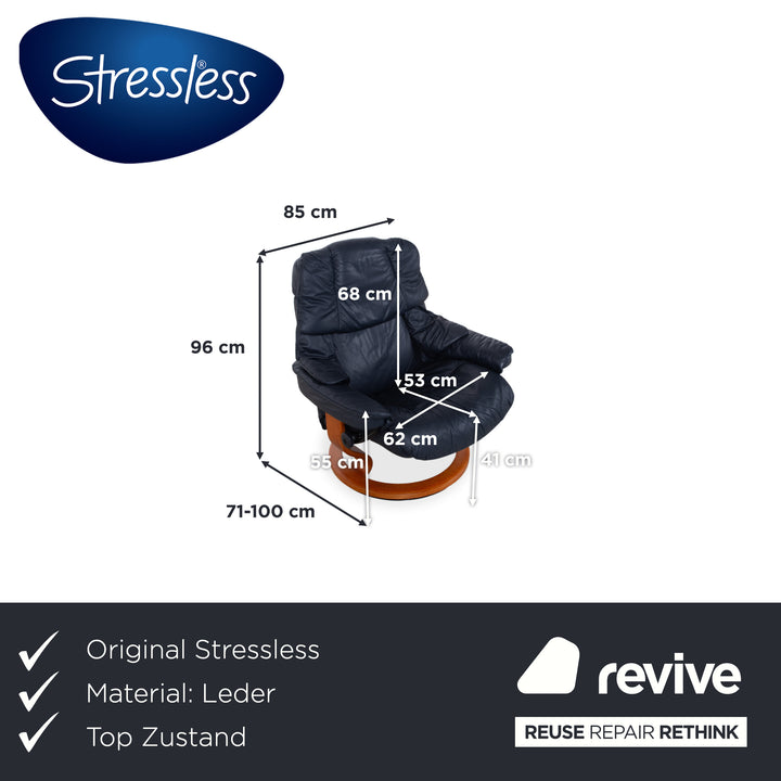 Stressless Reno Leder Sessel Schwar inkl. Hocker manuelle Funktion Größe L