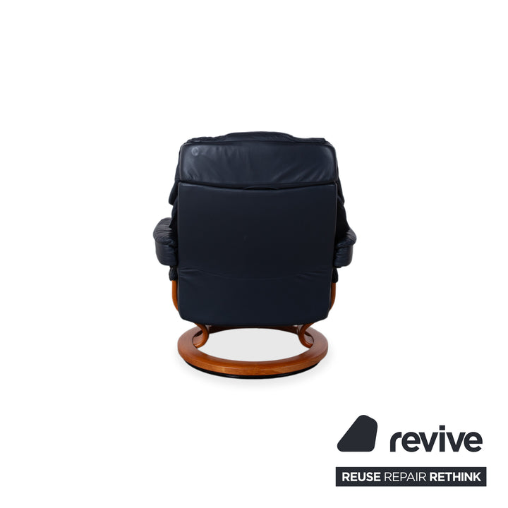 Stressless Reno Leder Sessel Schwar inkl. Hocker manuelle Funktion Größe L