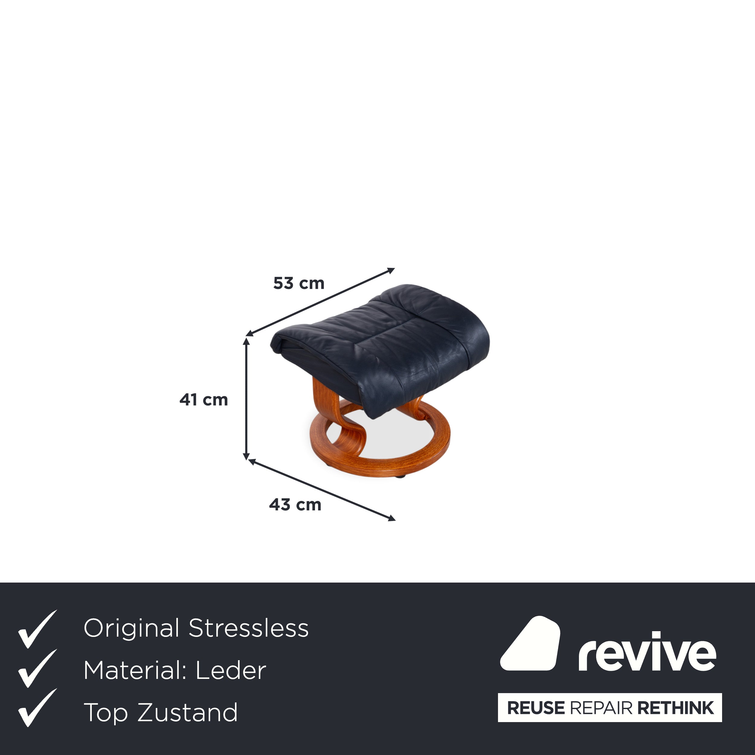 Stressless Reno Leather Armchair Black incl. Ottoman Manual Function Size L