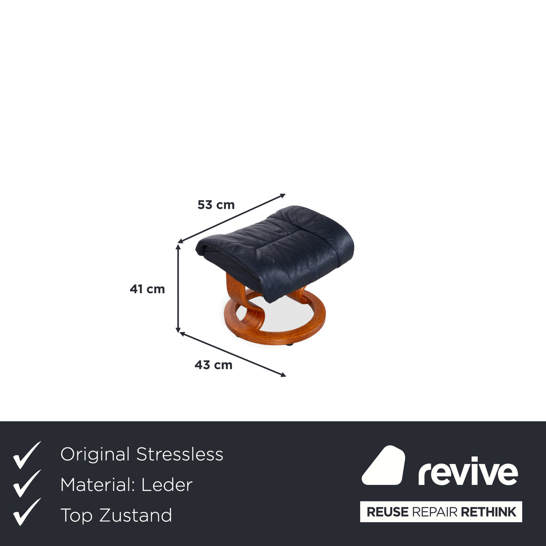 Stressless Reno Leder Sessel Schwar inkl. Hocker manuelle Funktion Größe L