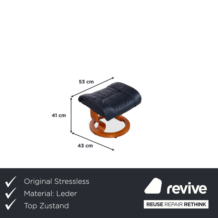 Stressless Reno Leder Sessel Schwar inkl. Hocker manuelle Funktion Größe L