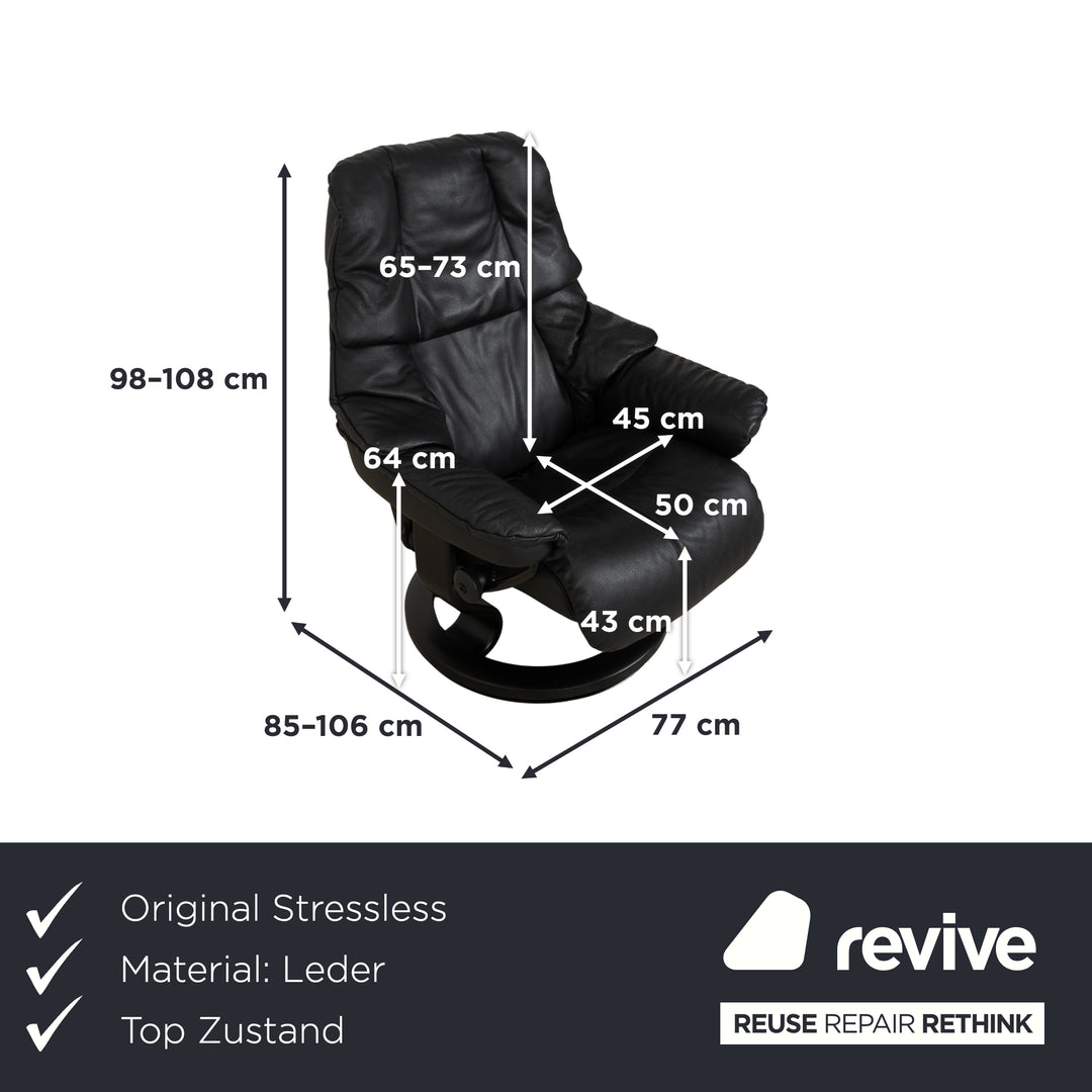 Stressless Reno Leather Recliner Black Manual Function