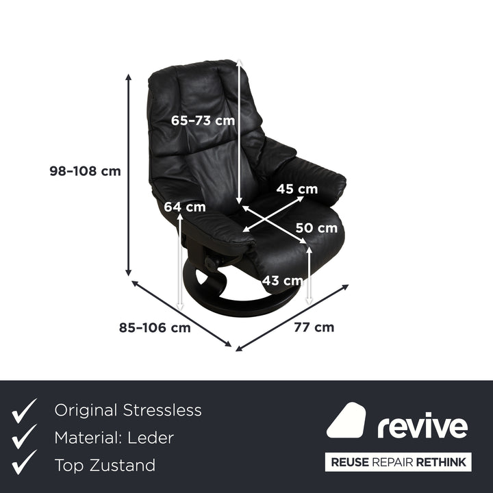 Stressless Reno Leather Recliner Black Manual Function