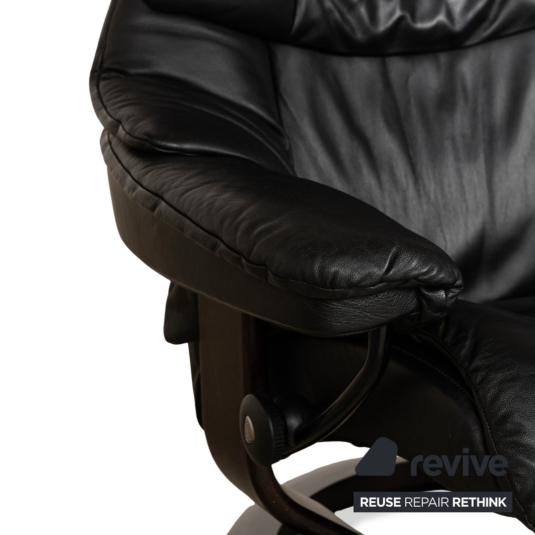 Stressless Reno Leather Armchair Black manual function including stool relaxation function