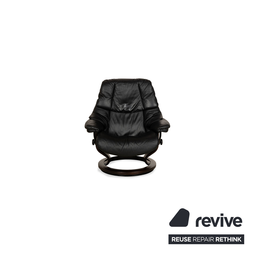 Stressless Reno Leather Armchair Black manual function including stool relaxation function