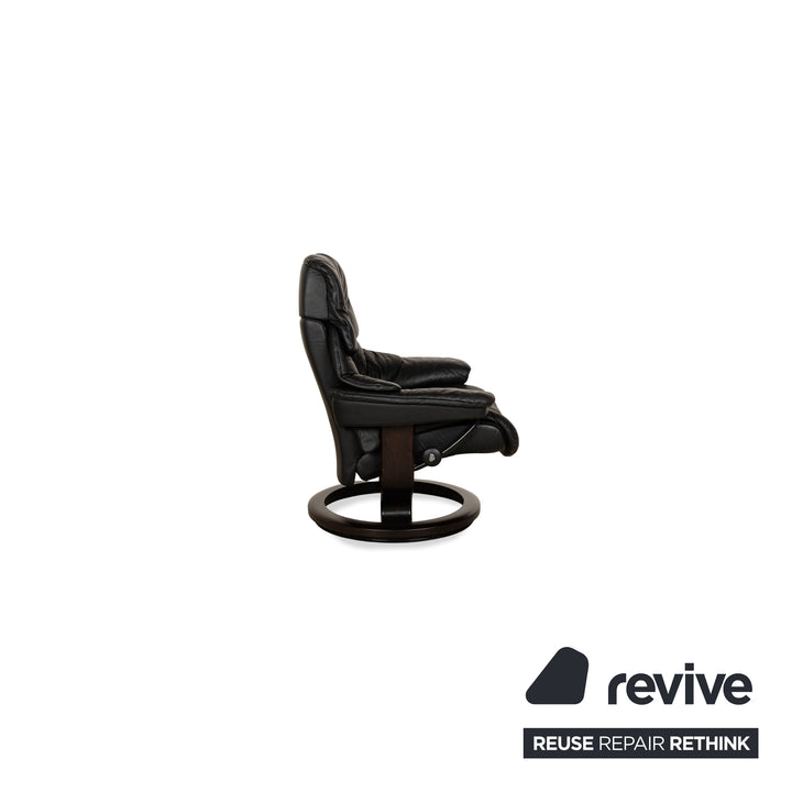 Stressless Reno Leather Armchair Black manual function including stool relaxation function