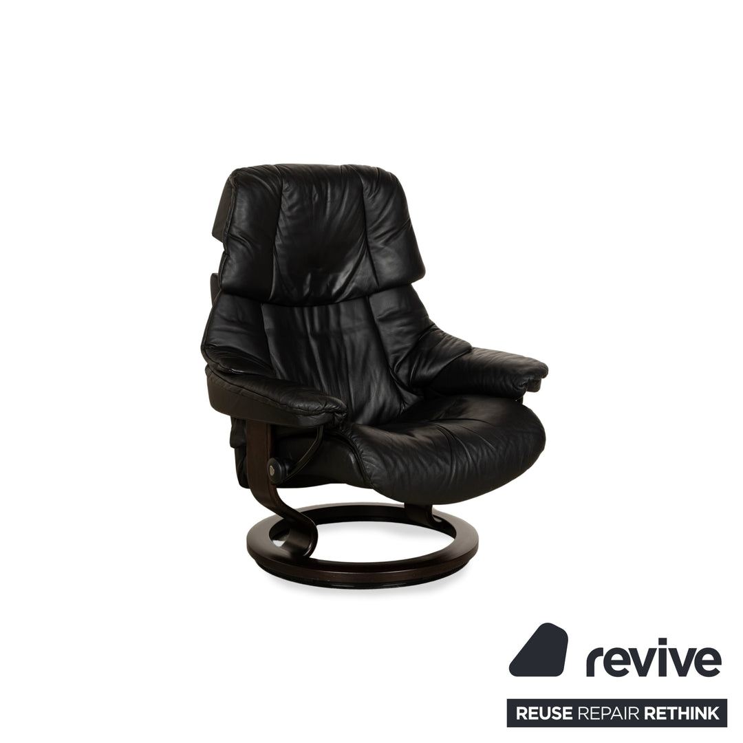 Stressless Reno Leather Armchair Black manual function including stool relaxation function