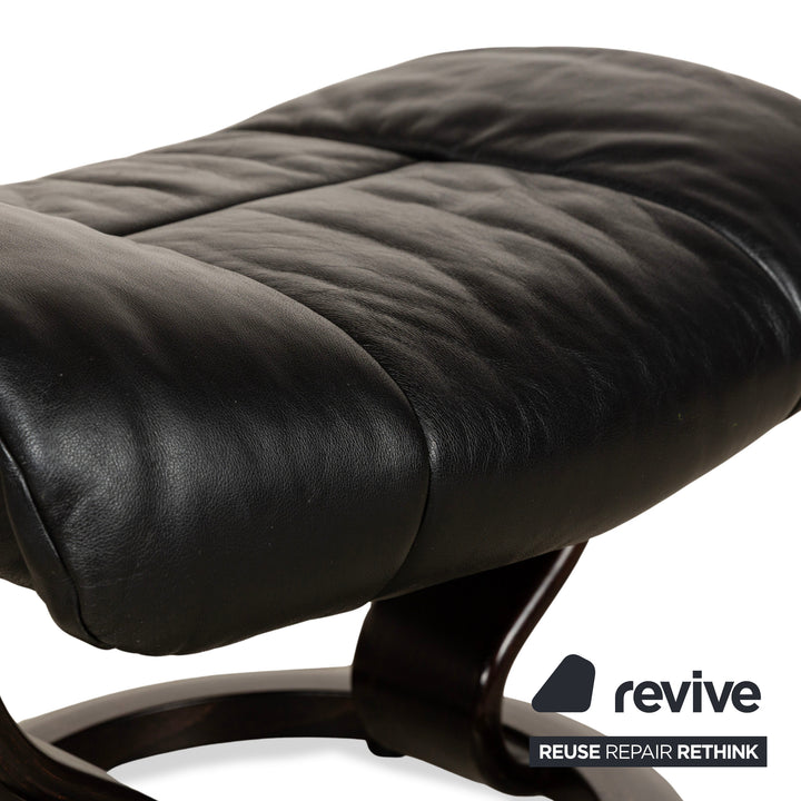 Stressless Reno Leder Sessel Schwarz manuelle Funktion inkl. Hocker Relaxfunktion