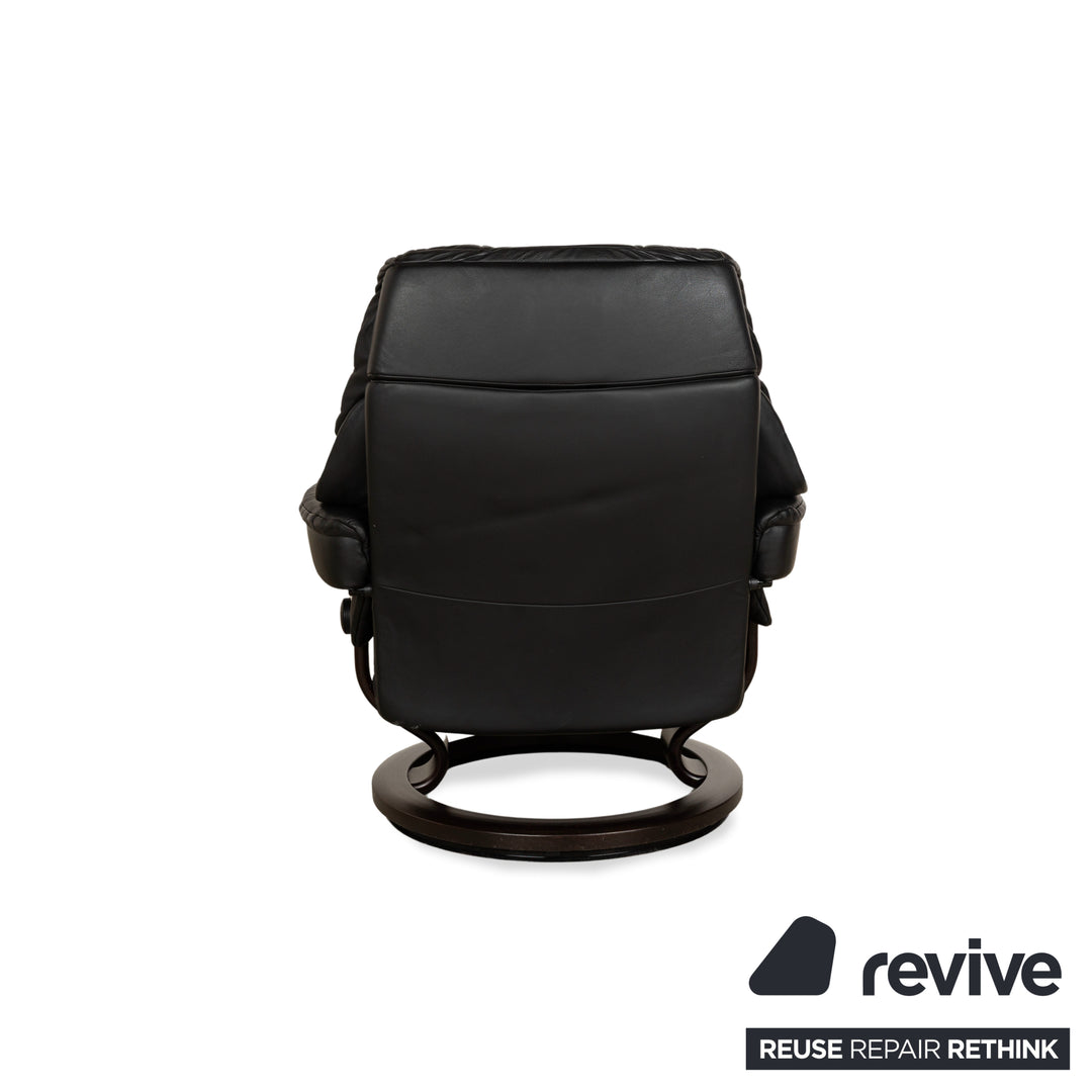 Stressless Reno Leather Armchair Black manual function including stool relaxation function