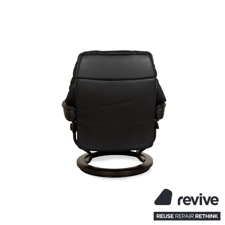 Stressless Reno Leder Sessel Schwarz manuelle Funktion inkl. Hocker Relaxfunktion