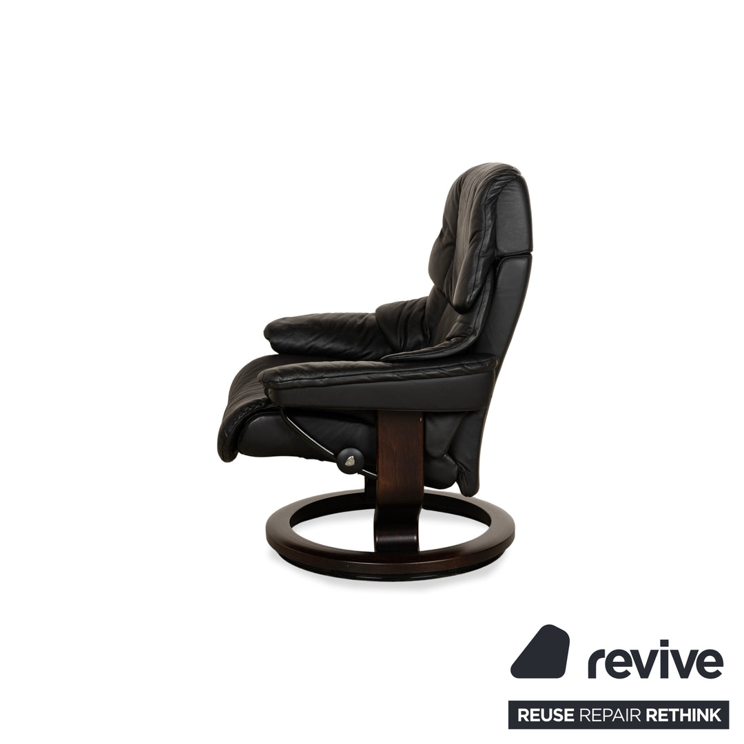 Stressless Reno Leder Sessel Schwarz manuelle Funktion inkl. Hocker Relaxfunktion