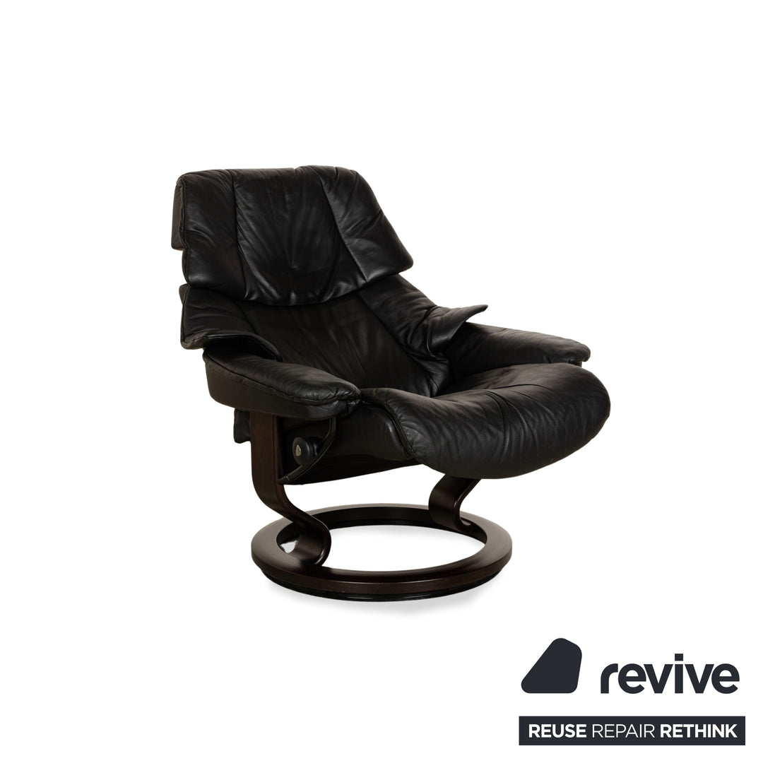 Stressless Reno Leather Armchair Black manual function including stool relaxation function