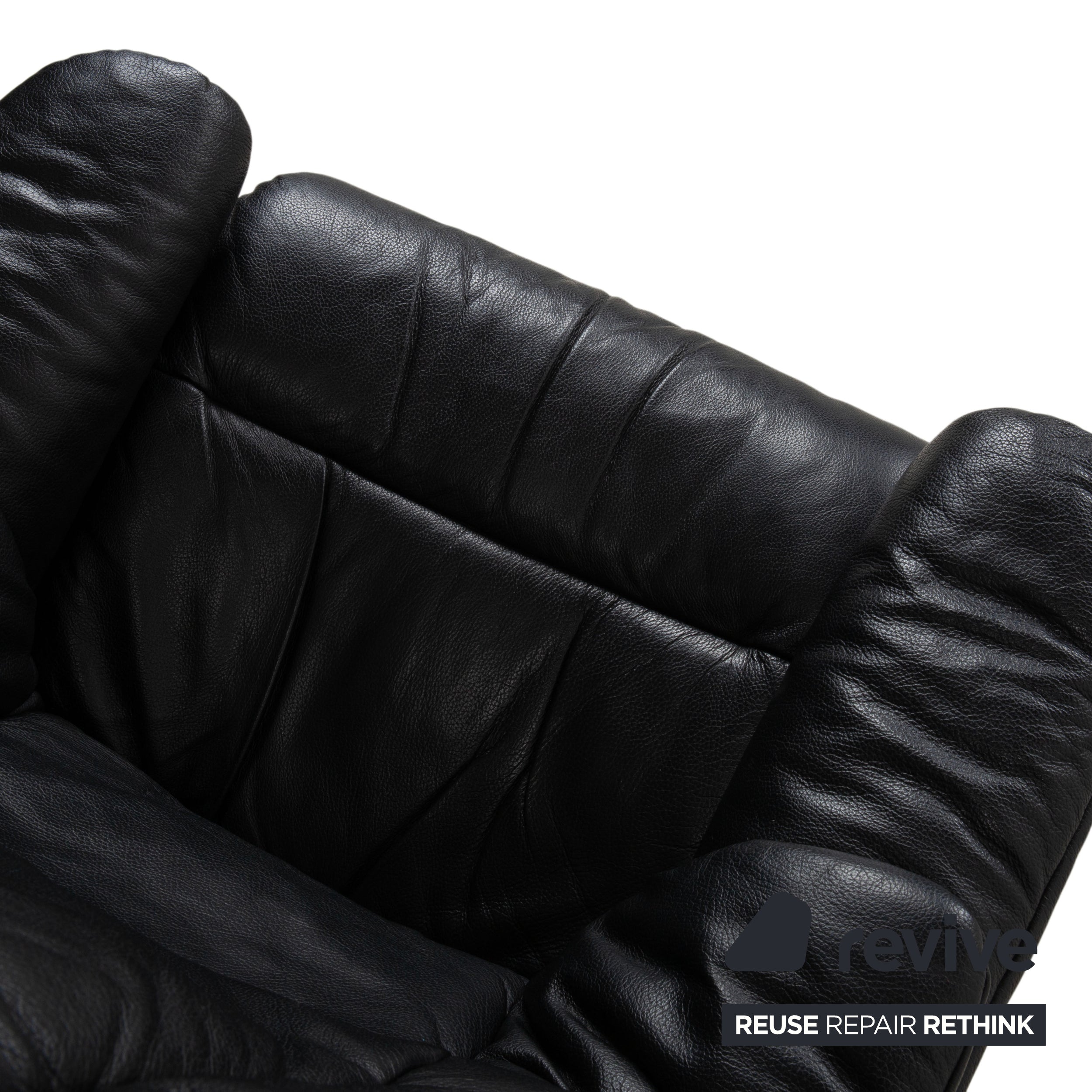 Fauteuil Stressless Reno, taille M, cuir noir, pieds et repose-pieds en hêtre, fonction manuelle