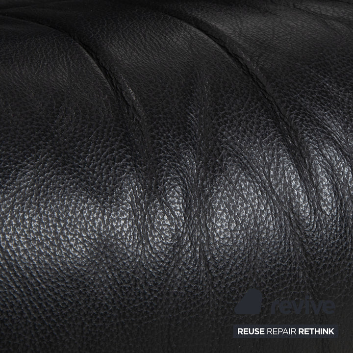 Fauteuil Stressless Reno, taille M, cuir noir, pieds et repose-pieds en hêtre, fonction manuelle