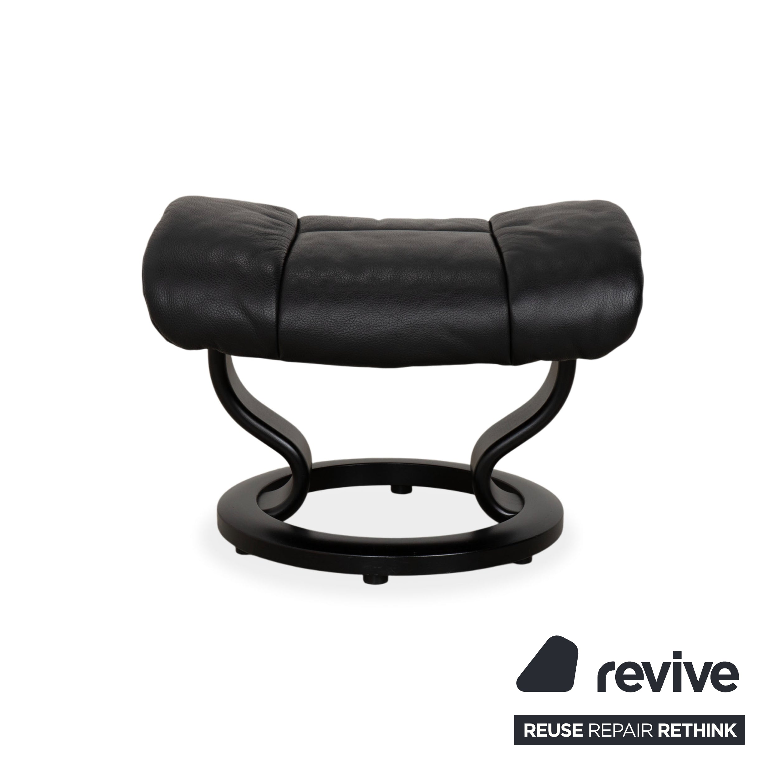 Fauteuil Stressless Reno, taille M, cuir noir, pieds et repose-pieds en hêtre, fonction manuelle