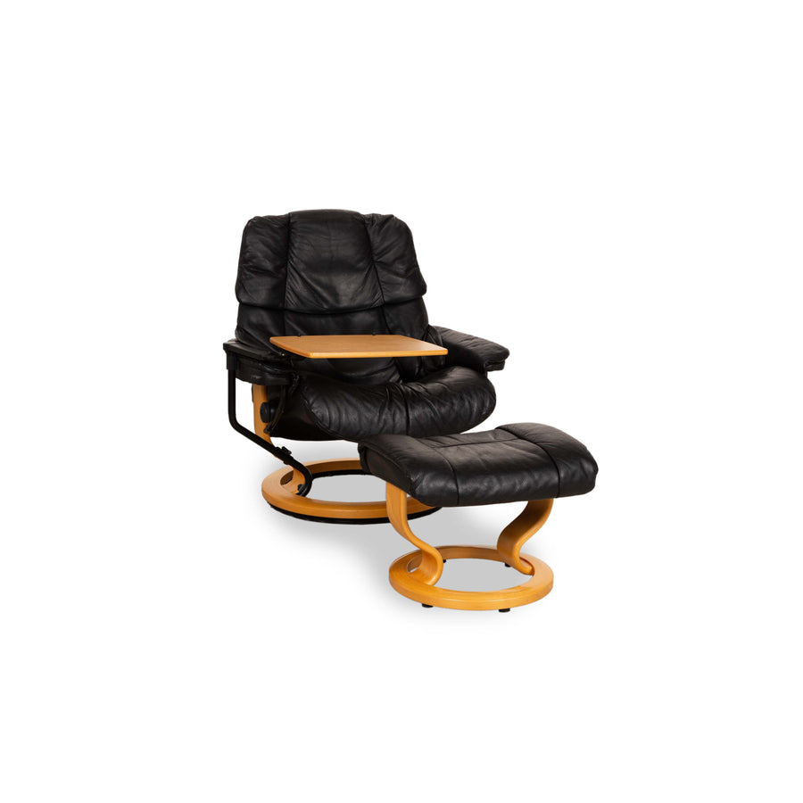 Stressless Reno XL Leder Sessel Schwarz manuelle Funktion inklusive Hocker