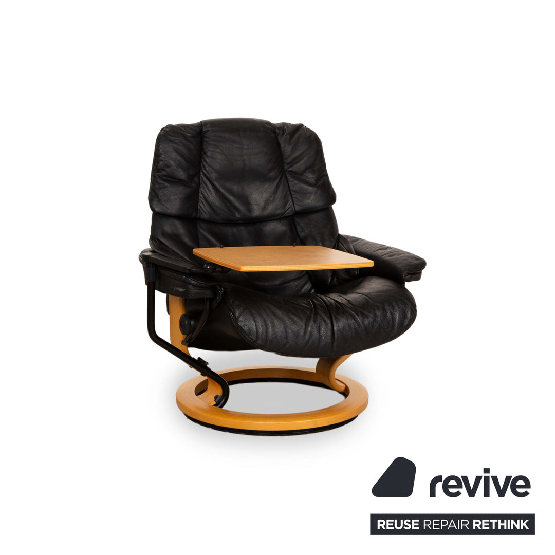 Stressless Reno XL Leder Sessel Schwarz manuelle Funktion inklusive Hocker