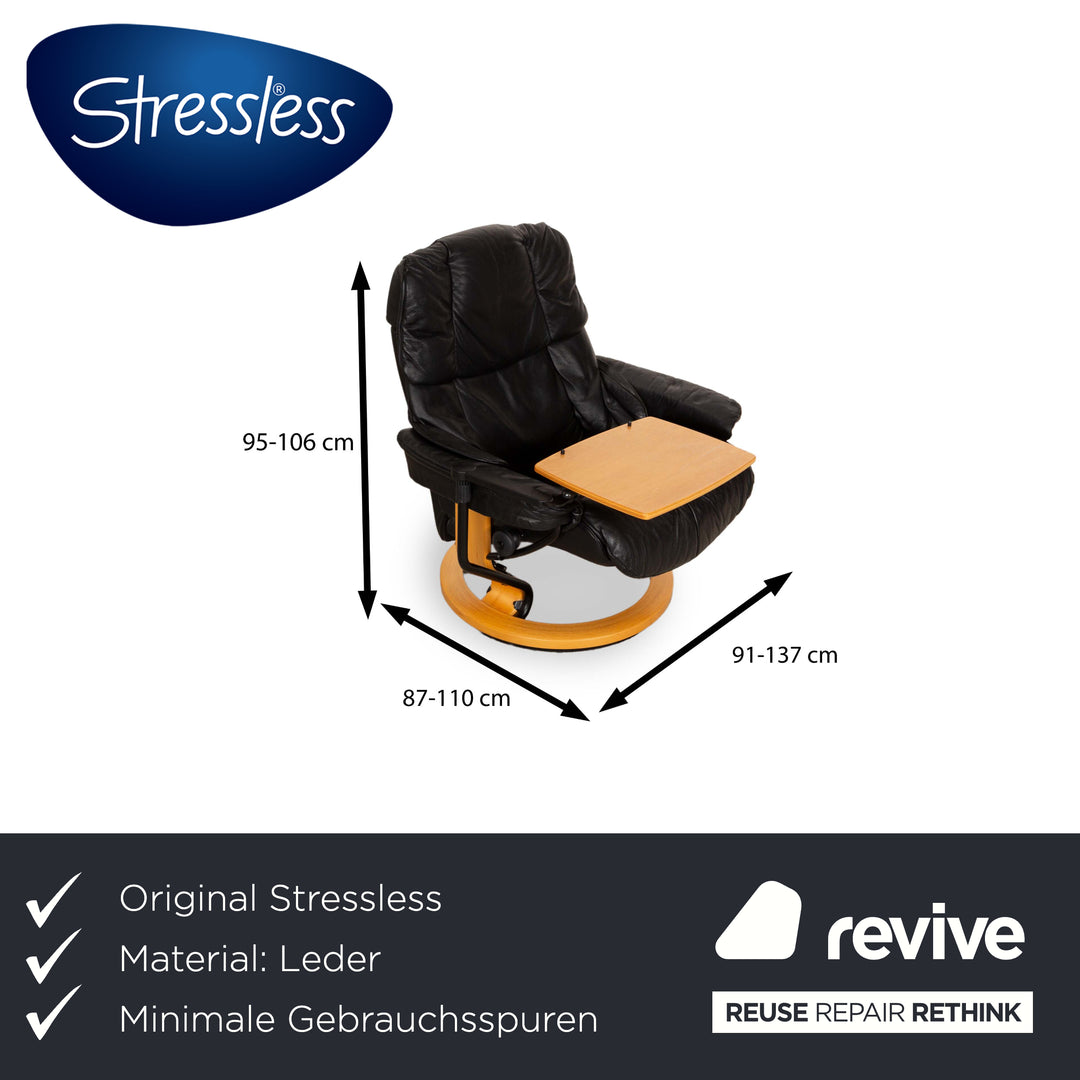 Stressless Reno XL Leder Sessel Schwarz manuelle Funktion inklusive Hocker