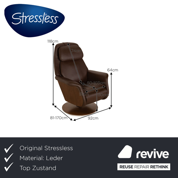 Stressless Sam Power Leather Recliner Dark Brown Electric Features Battery
