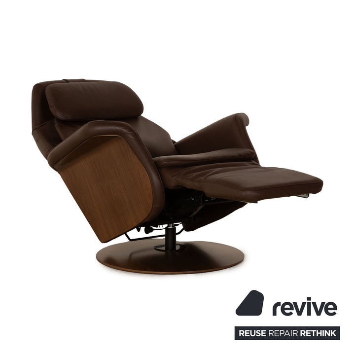 Stressless Sam Power Leather Recliner Dark Brown Electric Features Battery