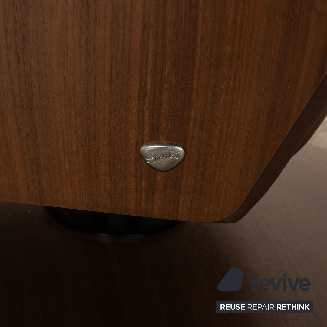 Stressless Sam Power Leather Recliner Dark Brown Electric Features Battery