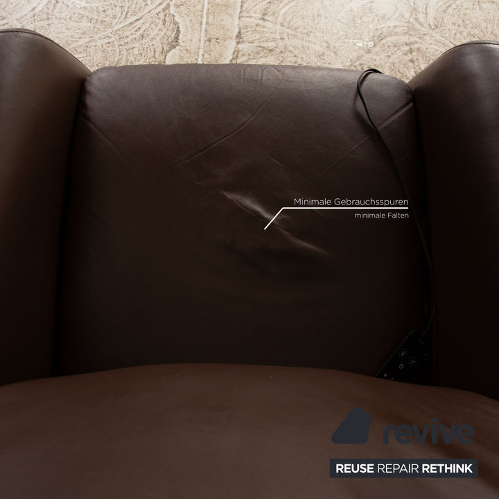 Stressless Sam Power Leather Recliner Dark Brown Electric Features Battery