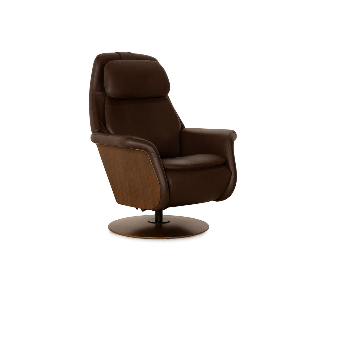 Stressless Sam Power Leather Recliner Dark Brown Electric Features Battery
