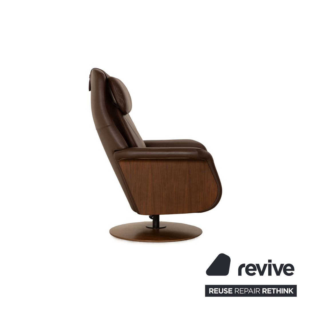 Stressless Sam Power Leather Recliner Dark Brown Electric Features Battery